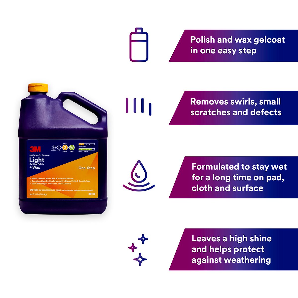 3M Polishing Compound, White, 1 gal Bottle, Case Of 4 - 36111