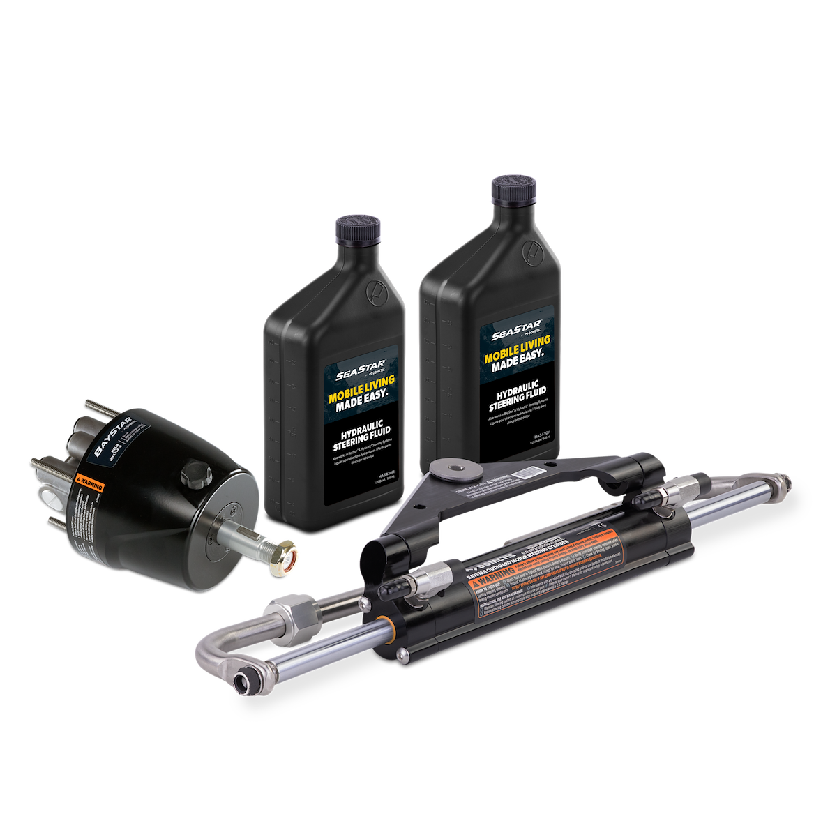 SeaStar Boat Steering System, With Helm/Cylinder/1 Liter SeaStar Hydraulic Oil/Hydraulic Tubing - HK4300-4