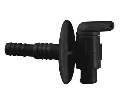 JR Products Drain Petcock, Fits 3/8 in To- 1/2 in Barbs, Black - 04-62415