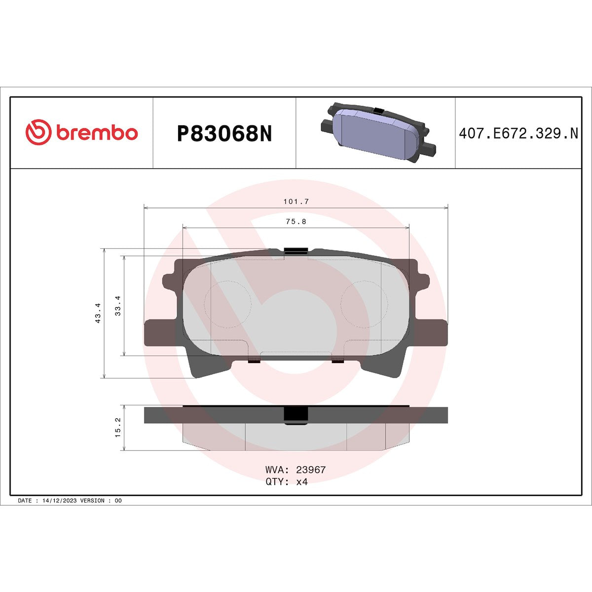 Brembo Brake Pads P83068N product image 5