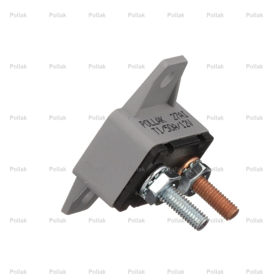 Pollak Circuit Breaker, 50 amp/12 V DC, With 90 Mounting Bracket - 54-250PL