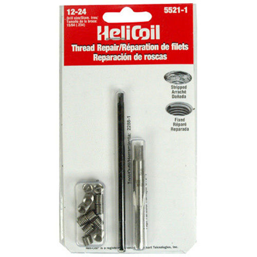 Helicoil Thread Repair Kit, #12-24 Thread Size, With 12 Heli-Coil Inserts/Installation Tool/Tap - 5521-1