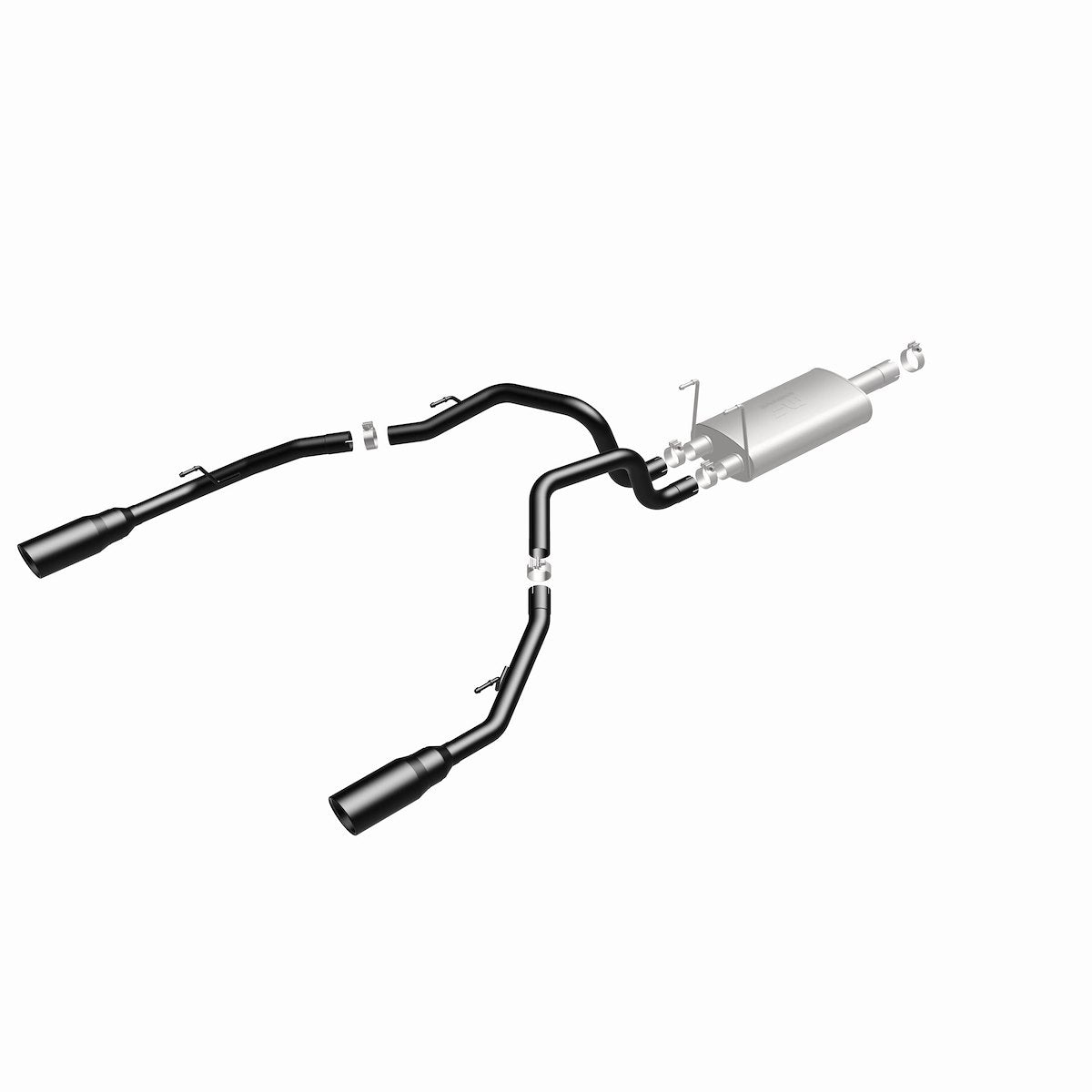 MagnaFlow Exhaust System Kit, Stainless Steel, 3 in Pipe Diameter, 5 in Black Stainless Steel Tips - 15363