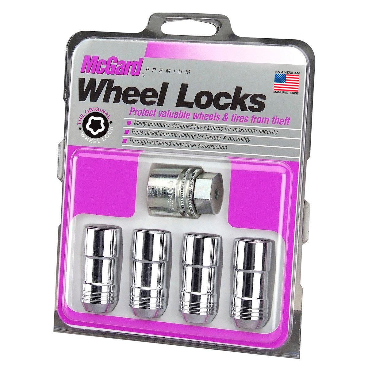 McGard Wheel Access Wheel Lock, 14 Millimeter X 2.0 Thread Size, Acorn Lug Use With Steel/Aluminum Wheels, 2-1/4 in Overall Length, Pack of 4 - 24205