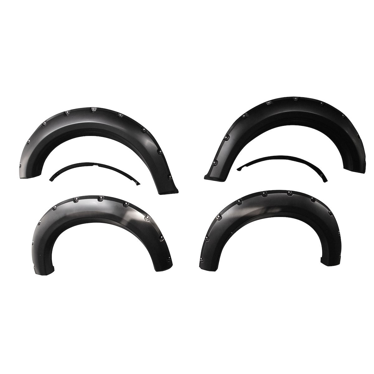 TrailFX Fender Flare, 2 in Front And 2-1/4 in Rear Tire Coverage, Black Smooth Paintable Finish, Set Of 4 - TFF3002S