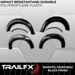TrailFX Fender Flare, 2 in Front And 2-1/4 in Rear Tire Coverage, Black Smooth Paintable Finish, Set Of 4 - TFF3002S