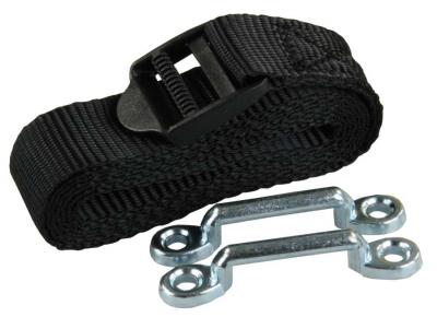 JR Products Battery Box Strap, 54 in Length, Black, With Chrome Plated Hardware - 17544