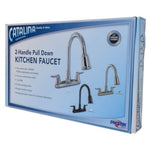 Phoenix Products Faucet, 59 in Length Pull Down Spout, 2 Brushed Nickel Lever Handles, 3 Hole Application - PF221404