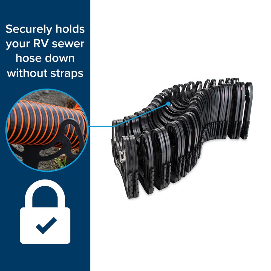 Camco Sewer Hose Support, Holds 30 ft Hose, Black - 43061