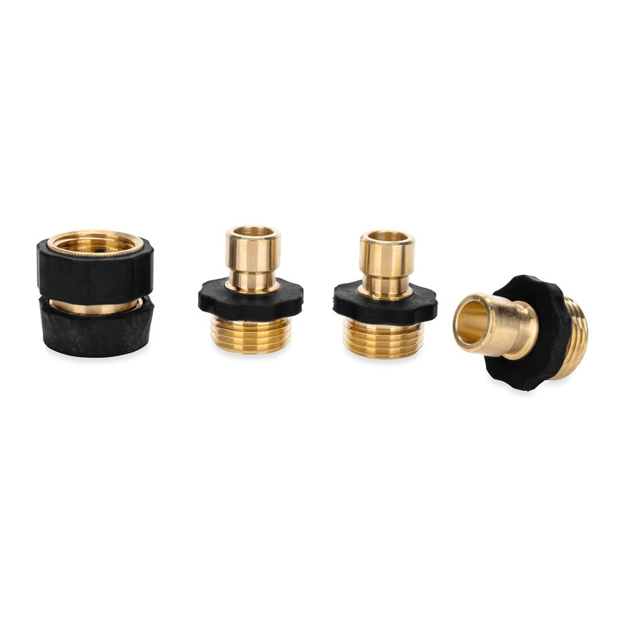 Camco Fresh Water Hose Connector, Brass, With 2 Extra Male Connectors, Complies With CA and VT Regulations For Brass Content - 20136