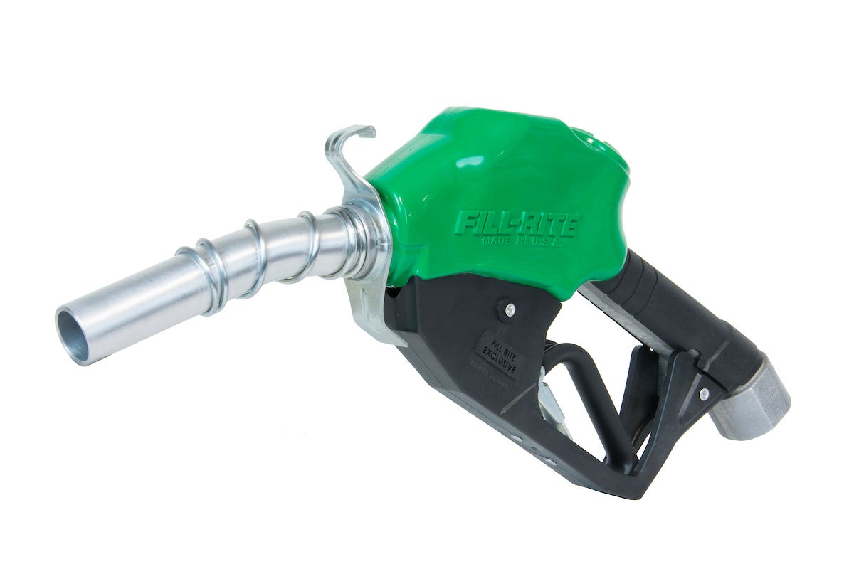 Fill-Rite Liquid Transfer Tank Pump Nozzle, Use For Gasoline/Diesel/E15/Biodiesel Up To B20/Kerosene, 200 gal Per 7 Minutes, 1 in Inlet - N100DAU12G