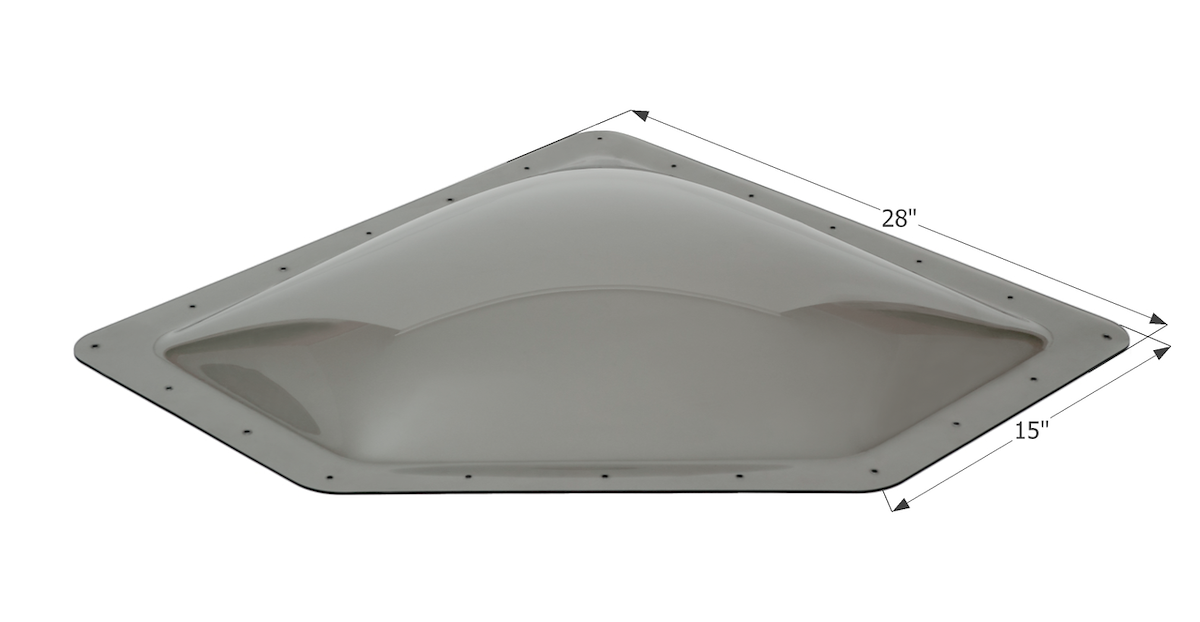 Icon Skylight, 4 in High Bubble Type Dome, For 24 in Length x 12 in Width Opening, 28 in Length x 15 in Width Flange - 12081