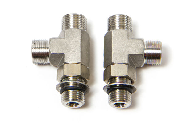 SeaStar Boat Steering System Fitting, Marine Series, 3/8 in Tube x 3/8 in Tube x -5 ORB, Stainless Steel, Set Of 2 - HF6006