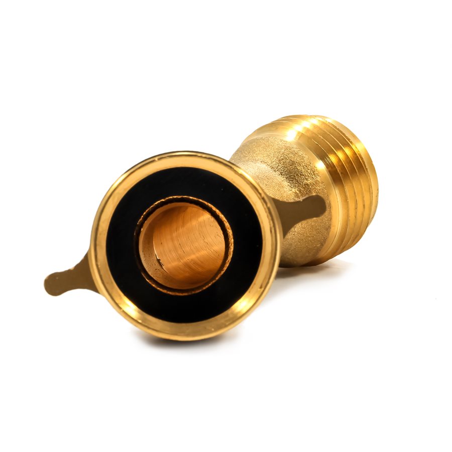Camco Fresh Water Hose Connector, 45 degree Elbow With Gripper, Brass, Complies With CA and VT Regulations For Brass Content - 22605
