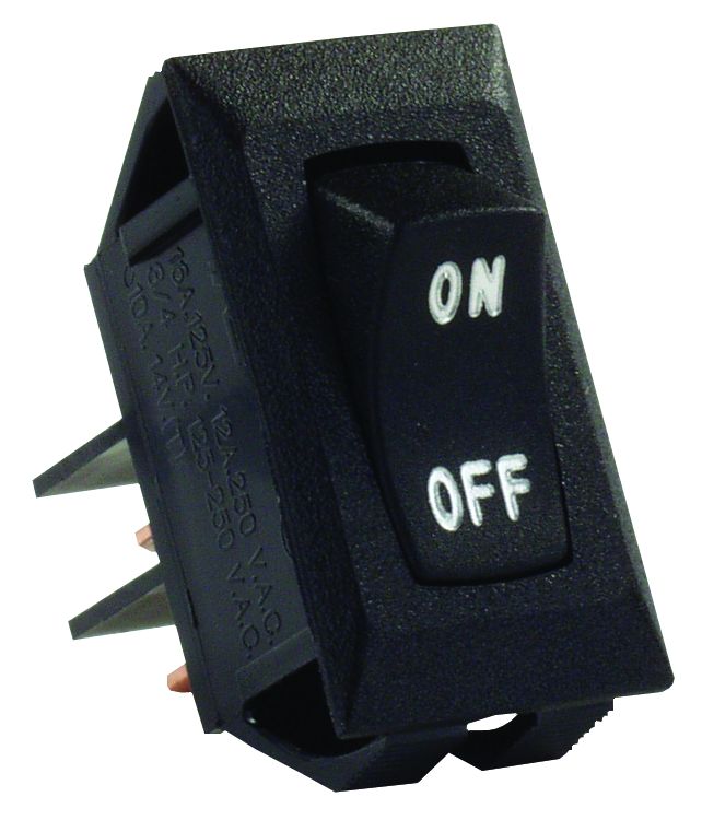 JR Products Multi Purpose Switch, 12 V, 1.125 in x 0.550 in Cutout, 1.120 in x 0.547 in (Switch) - 12595
