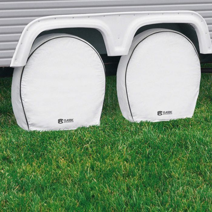 Classic Accessories Tire Cover, For 27 in To 30 in Wheel Diameter/8.75 in Tire Width, White, Pack Of 4 - 80-222-162302-00