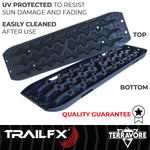 TrailFX Traction Mat, 42-1/2 in Length x 12-1/2 in Width x 2-1/2 in Height, Supports 20,000 lb, Black, Set Of 2 - TBBK01