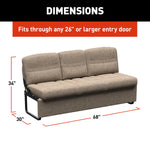 Lippert Sofa, 68 in Length x 30 in Width x 34 in Height Overall, 65 in Width x 20 in Depth Sitting Surface, 19 in Seating Height - 2024044399