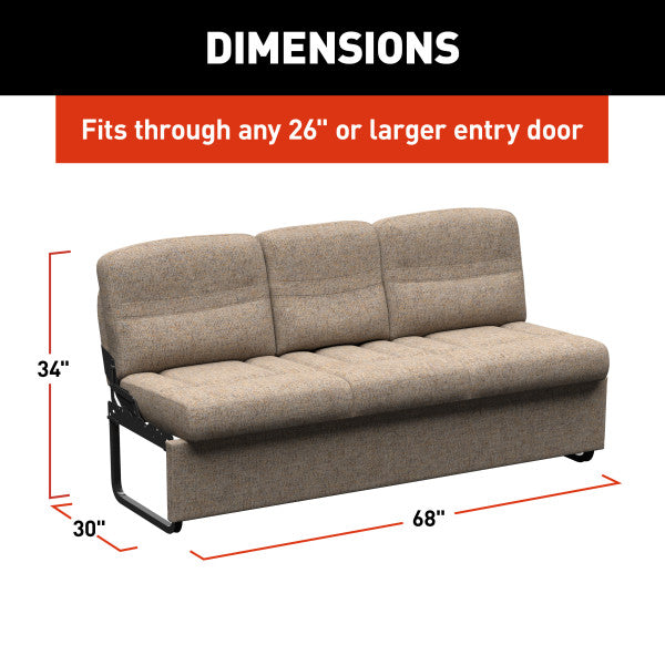 Lippert Sofa, 68 in Length x 30 in Width x 34 in Height Overall, 65 in Width x 20 in Depth Sitting Surface, 19 in Seating Height - 2024044399