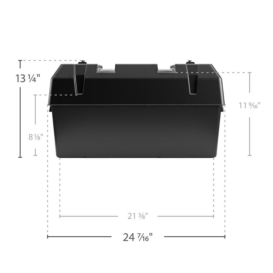 Camco Battery Box, Fits Two 6V Group GC2 Batteries Or Two 12V Group 24/24M Batteries, With 2 Tie Down Straps And 4 Strap Clamps With Screws - 55374