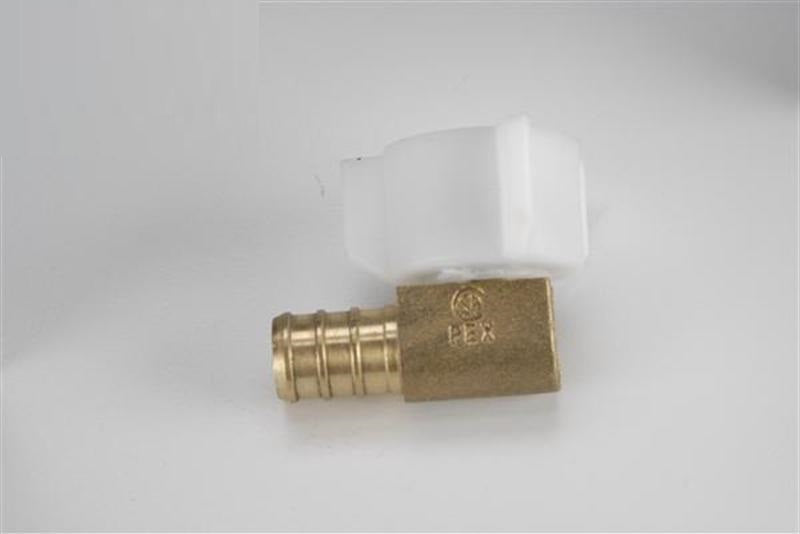 Elkhart Supply Fresh Water Fitting, 1/2 in PEX x 1/2 in Female Pipe Thread Plastic Swivel End Nut, 90 degree Elbow, Brass - 51198