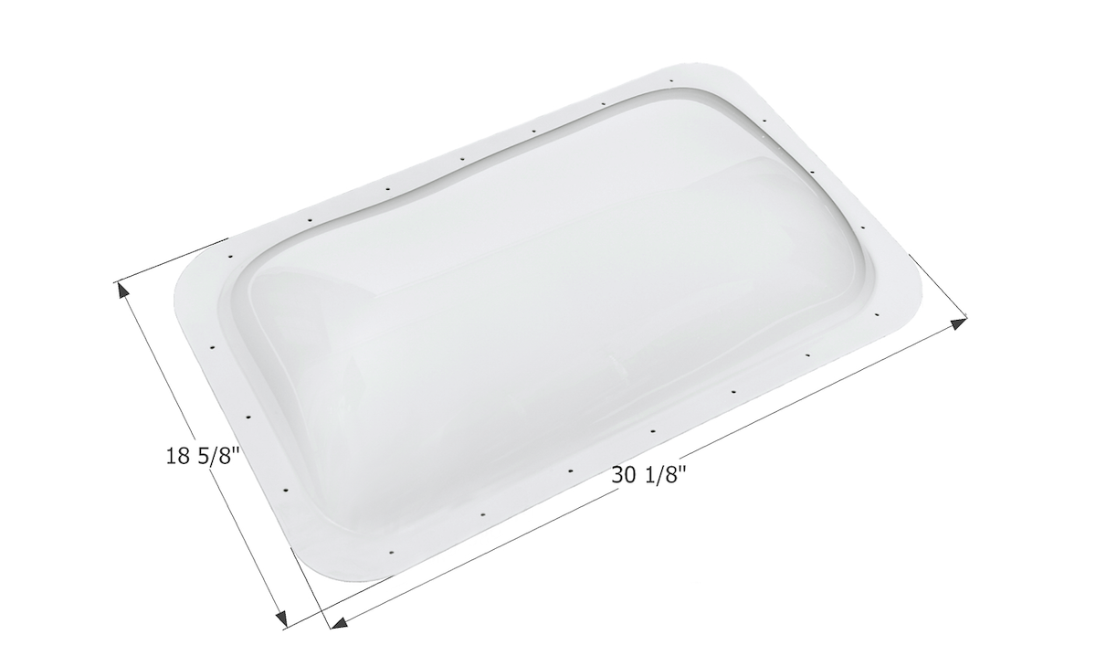 Icon Skylight, 5-1/2 in High Bubble Type Dome, For 27 in Length x 15-3/4 in Width Opening, 30-1/8 in Length x 18-5/8 in Width Flange - 12156