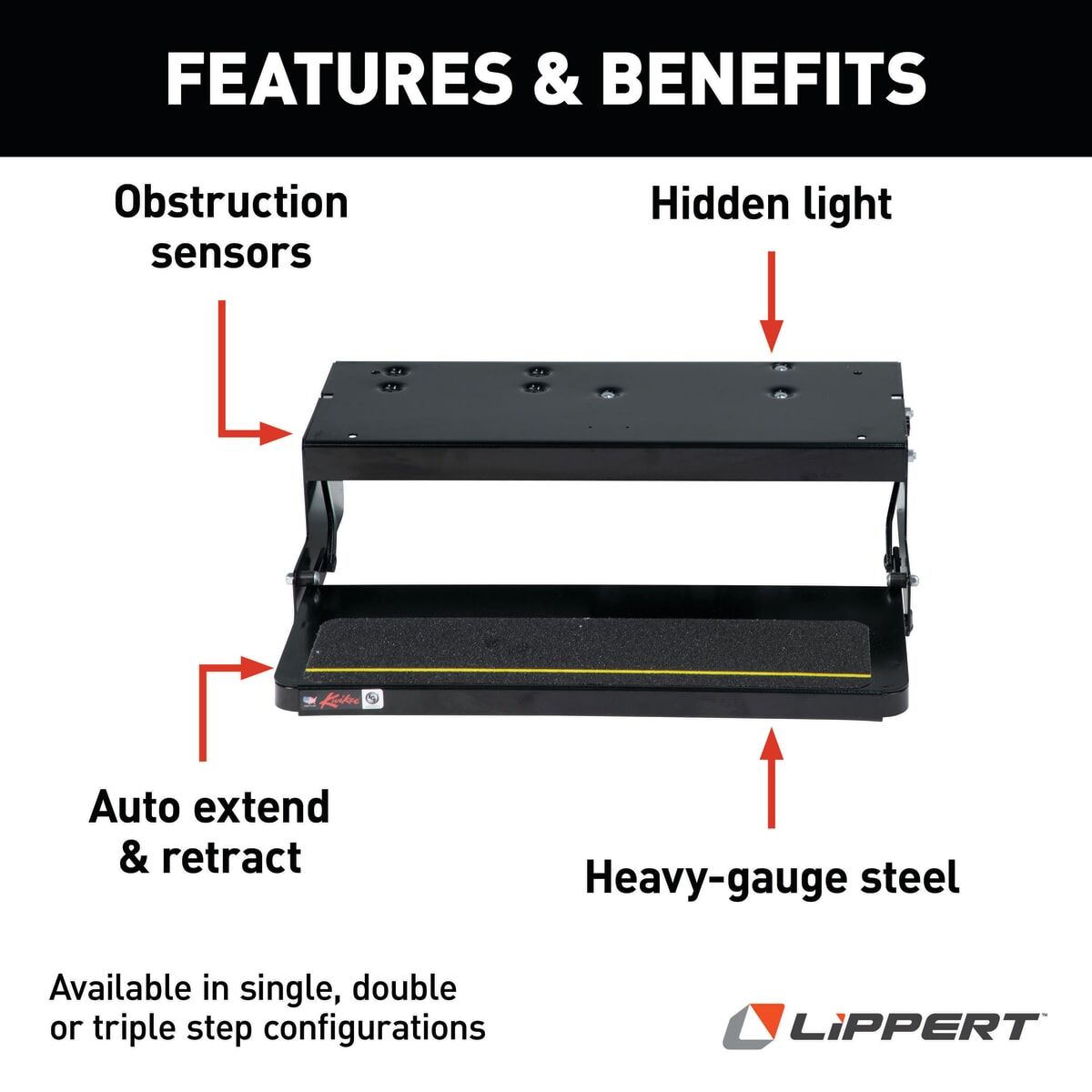 Lippert Entry Step, 25-1/4 in Width x 8-1/2 in Depth, With 5 in Rise, Up To 300 lb Weight Capacity - 371136