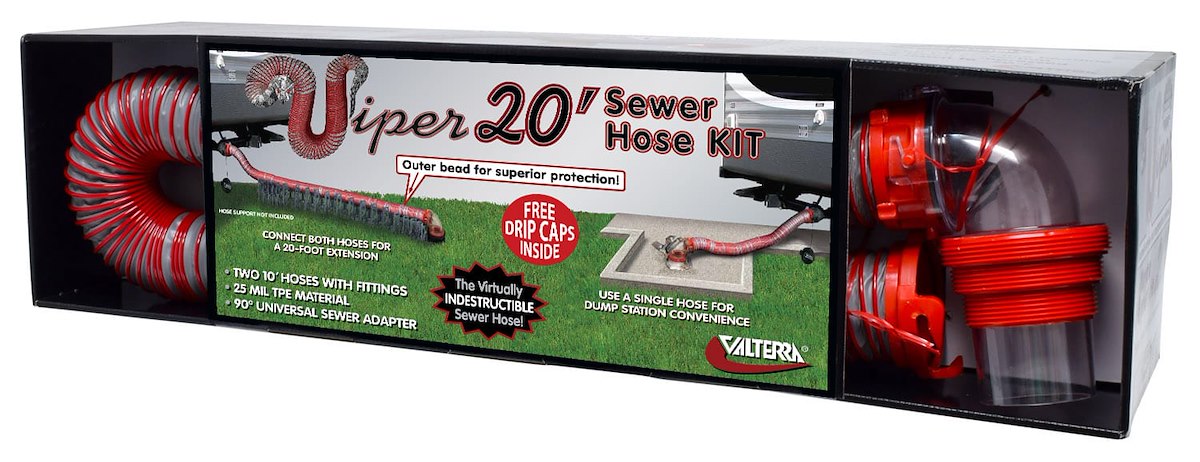 Valterra Sewer Hose, 20 ft Extended Length, 3 in Diameter, 25 Mil TPE Material - D04-0475