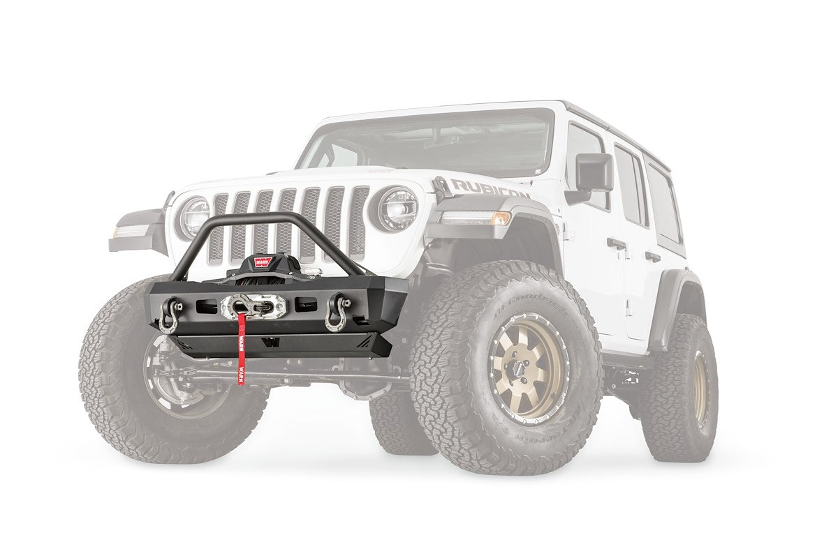 Warn Bumper, Elite Series, Powder Coated Black Steel, Fits Mid-Frame Winches Up To 12000 lb - 101330