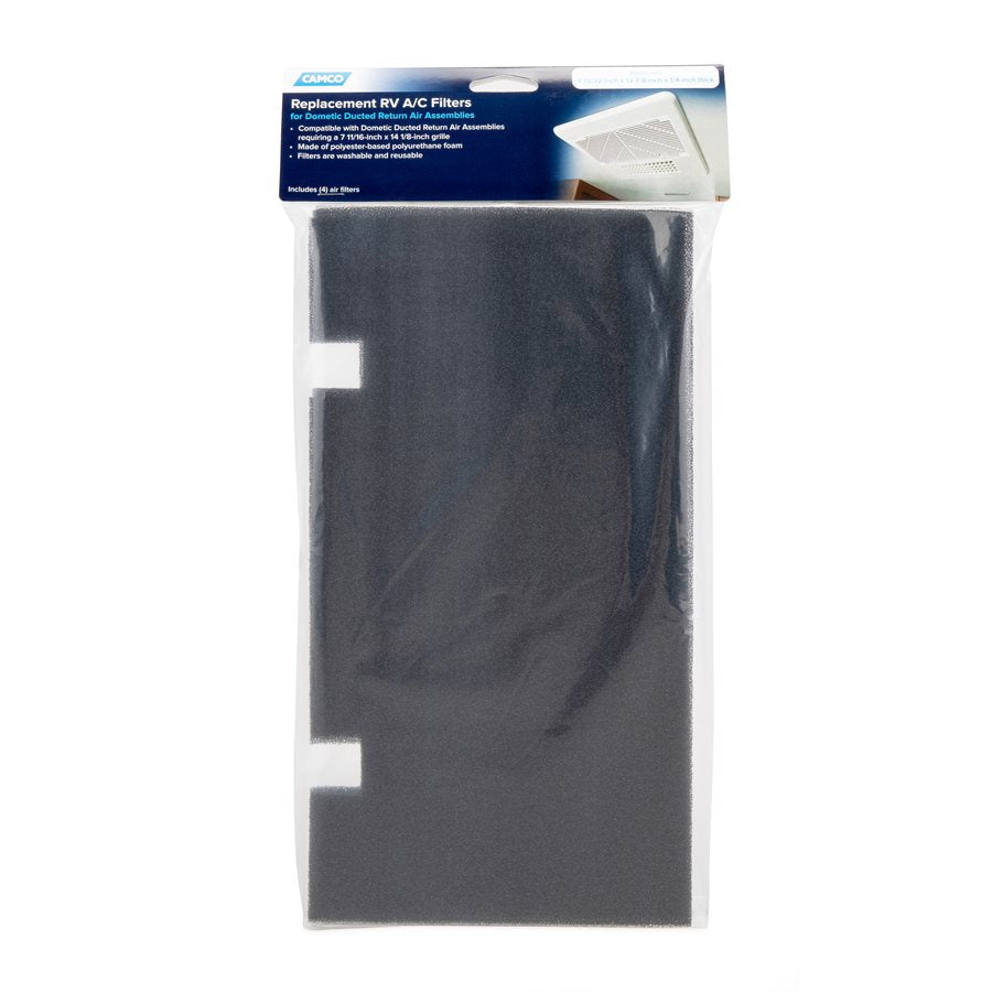 Camco Air Filter, Black, 13-7/8 in Length x 7-13/32 in Width x 1/4 in Depth, Pack Of 4 - 40408