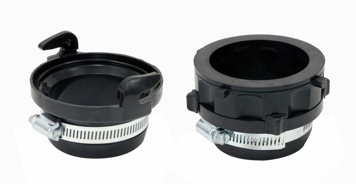 Valterra Sewer Hose Connector, With 2 Clamps, Black - F02-2029VP