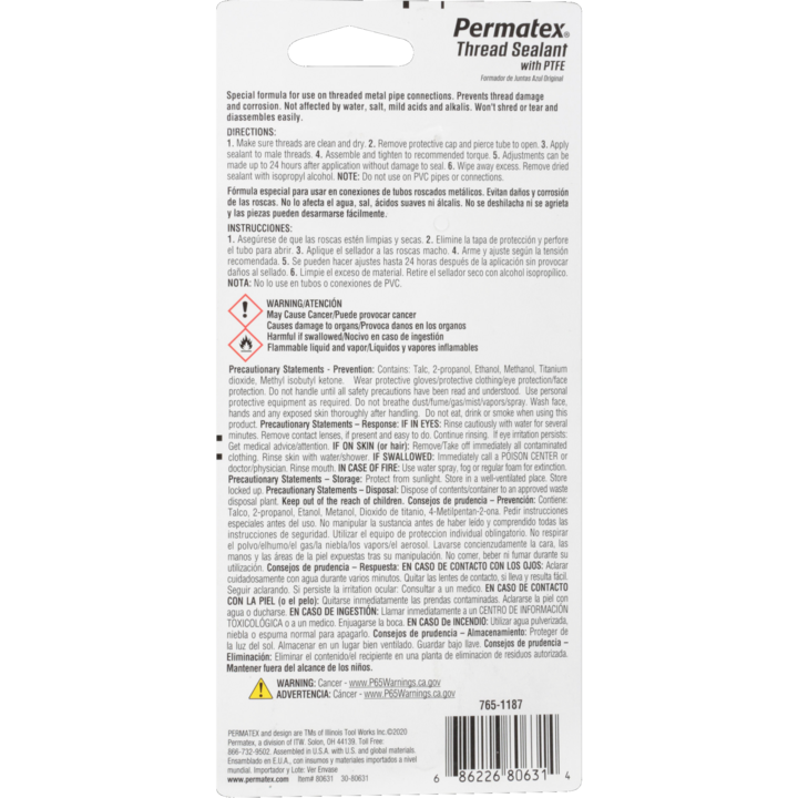 Permatex Thread Sealant, 1 oz Tube, Pack of 12 - 80631