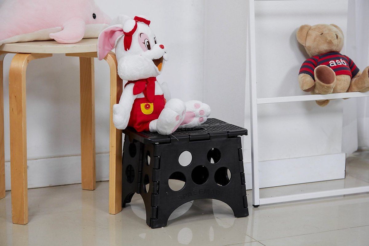 Space Made Step Stool, 12-1/2 in Length x 10-1/4 in Width x 9 in Height, 385 lb Weight Capacity, Black - SS-9