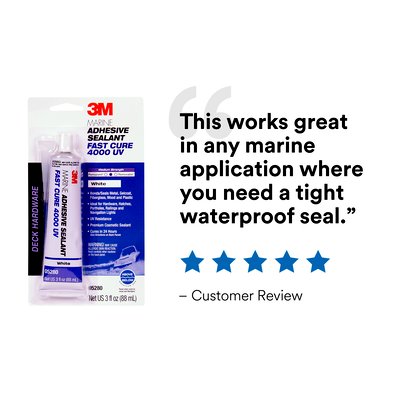 3M Adhesive Sealant, 3M 4000 UV Fast Cure, Used To Bond Aluminum/Wood/Gelcoat And Fiberglass, 3 oz Tube - 05280