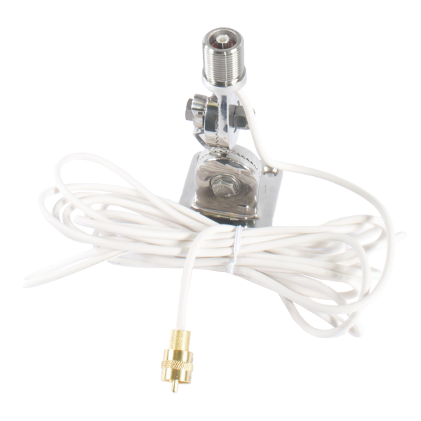 Shakespeare Antenna Mount, For Use With 8 in Height Antennas, 1 in x 14 Male Thread Size, 9/32 in Diameter/3 x 1-1/2 in On Center Bolt Holes - QCM-S