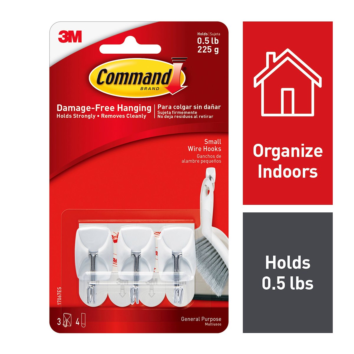 3M Multi Purpose Hook, White, Set of 3 - 17067ES
