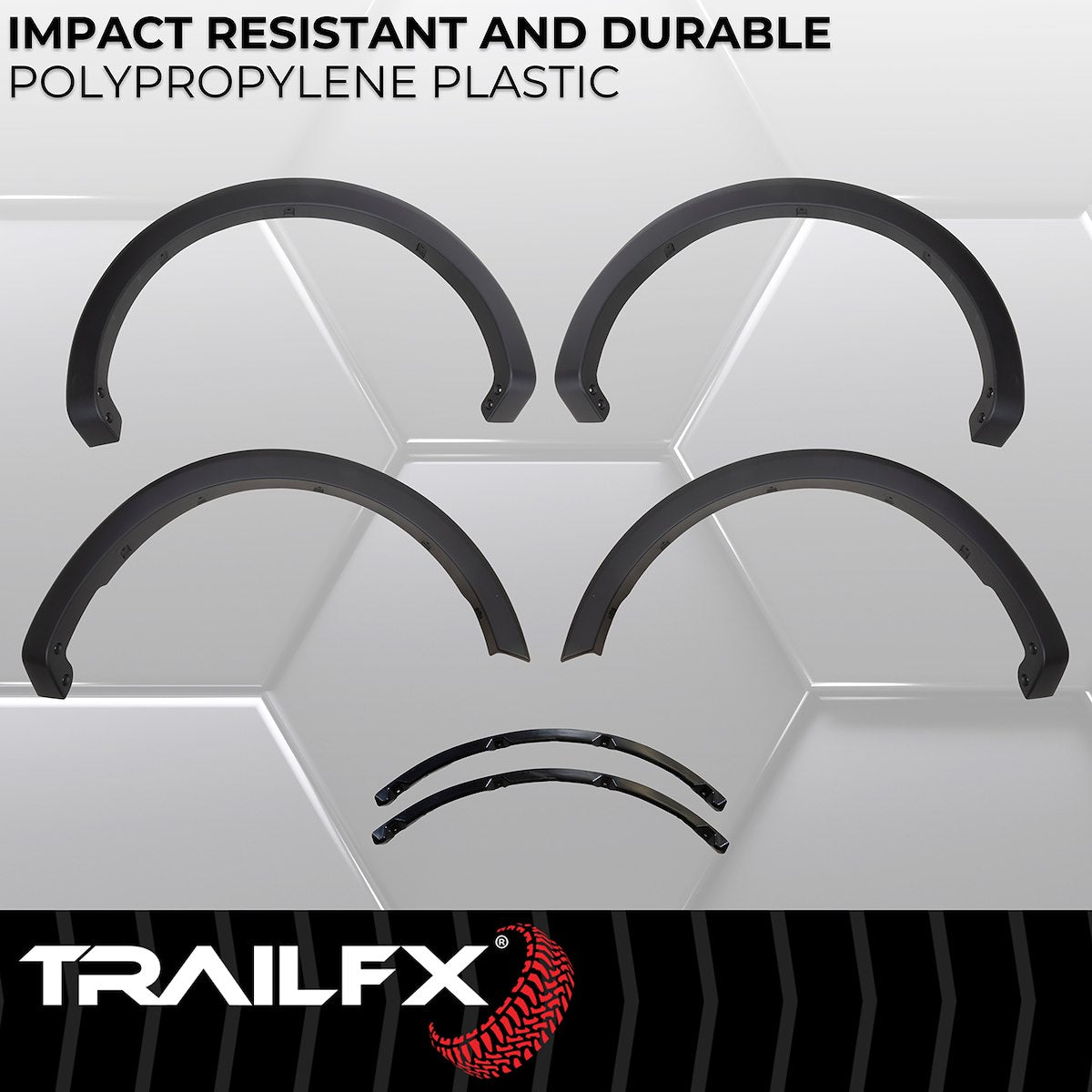 TrailFX Fender Flare, 1-1/2 in Tire Coverage, Black Smooth Paintable Finish, 3-1/4 in Flare Height, Set Of 4 - TFF3011OE