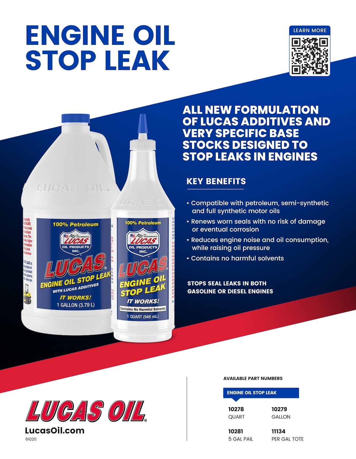 Lucas Oil Oil Stop Leak, 1 qt Bottle - 10278