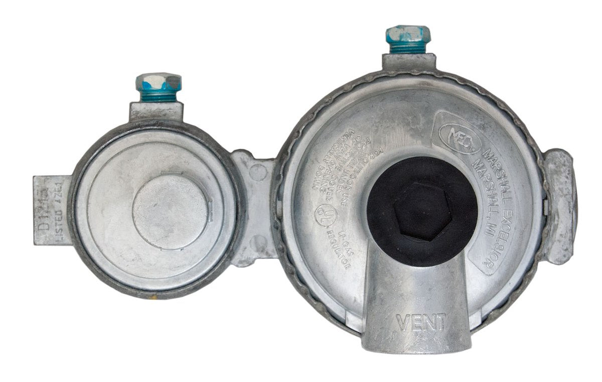 Marshall Excelsior Propane Regulator, 1/4 in FNPT Inlet x 3/8 in FNPT Outlet With 90 degree Vent, 175000 BTU - MEGR-298