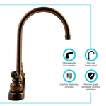 Dura Faucet Faucet, 12 in J-Spout, 2 Teapot Classical Handle, Oil Rubbed Bronze Coated/Plastic Body/Brass Spout - DF-PK330HC-ORB