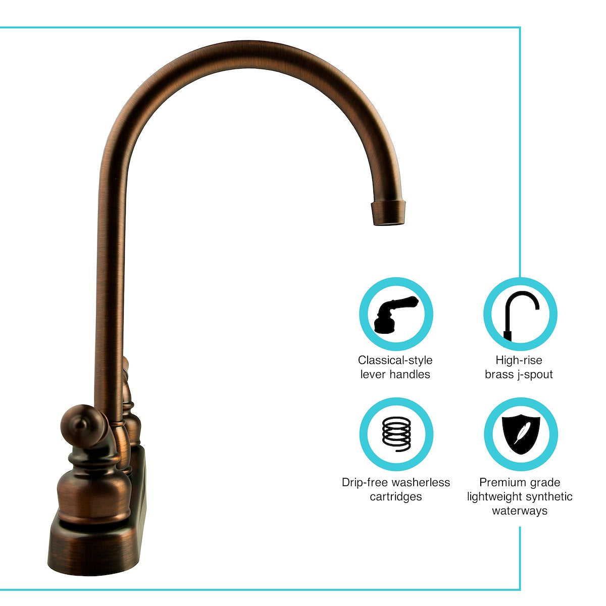 Dura Faucet Faucet, 12 in J-Spout, 2 Teapot Classical Handle, Oil Rubbed Bronze Coated/Plastic Body/Brass Spout - DF-PK330HC-ORB