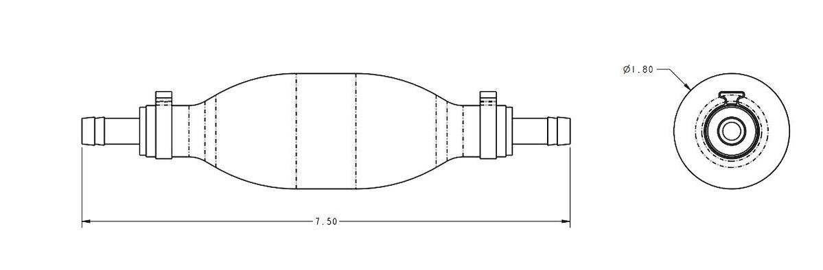 Sierra Marine Fuel System Primer Bulb, Marine Series, 5/16 in Inner Diameter x 7-1/2 in Length, Black - 18-8004EP-1