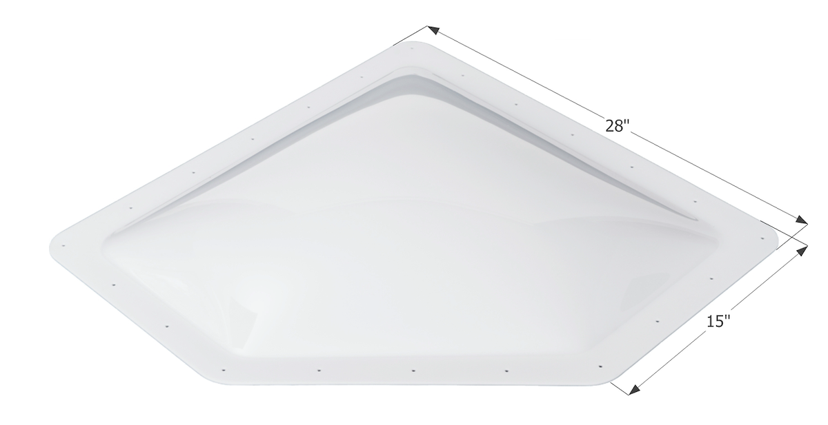 Icon Skylight, 4 in High Bubble Type Dome, For 24 in Length x 12 in Width Opening, 28 in Length x 15 in Width Flange - 01867