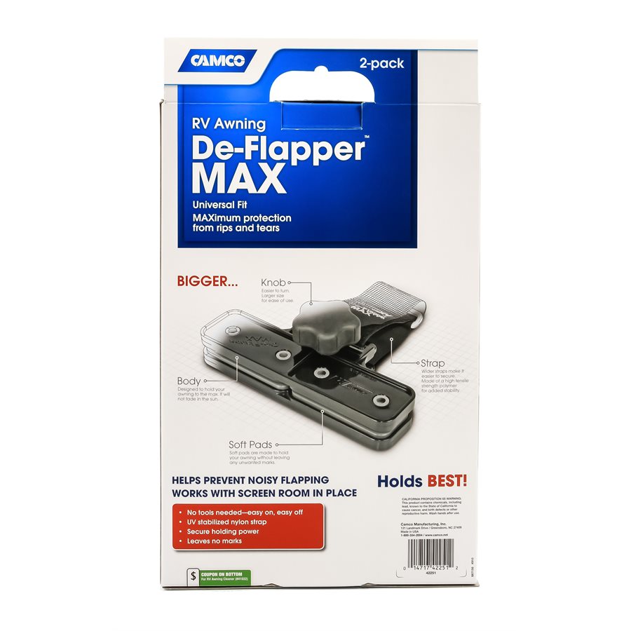 Camco Awning Fabric Clamp, Black, Set Of 2 - 42251