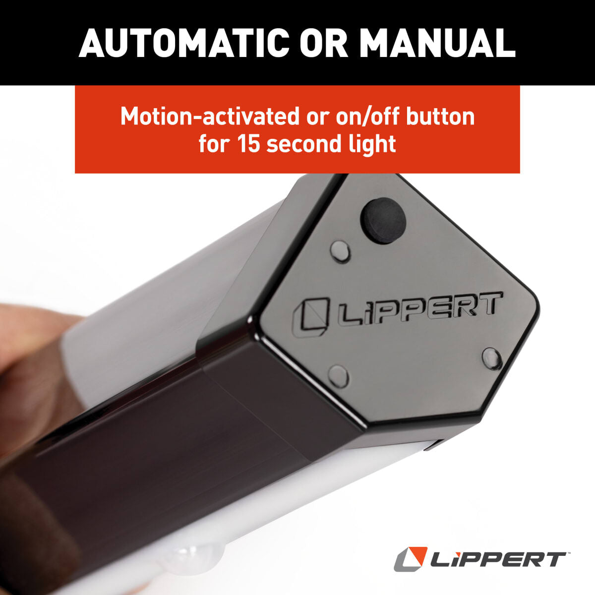 Lippert Entry Step Light, 6-3/4 in Length x 1-3/4 in Width x 1-3/4 in Height, LED Bulb, Without 6 AA Batteries - 2022172335