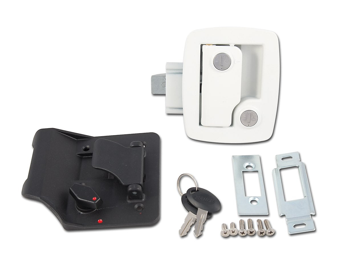 AP Products Entry Door Handle, Fits 2-3/4 in x 3-3/4 in Cut Out, White Exterior Handle, Black Interior Handle - 013-534