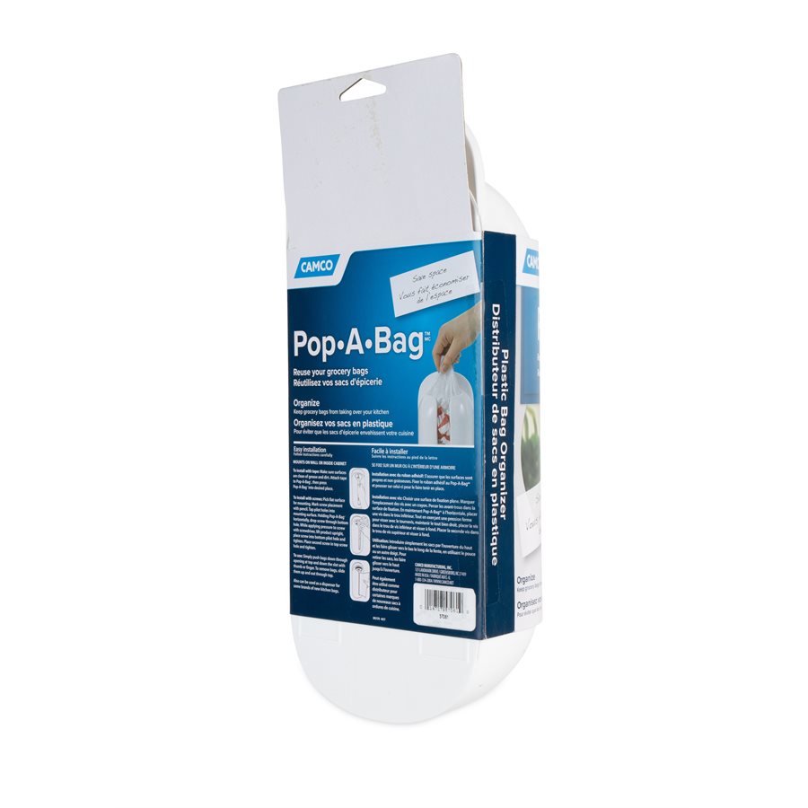 Camco Plastic Bag Storage, Holds Up To 25 Grocery Bags, White - 57061