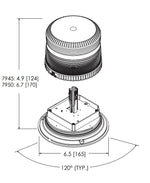Ecco Electronic Warning Light, 6-1/2 in Diameter x 4.9 in Height, 3 Bolt Flange/1Inch Pipe Mount, Clear LED - 7945A