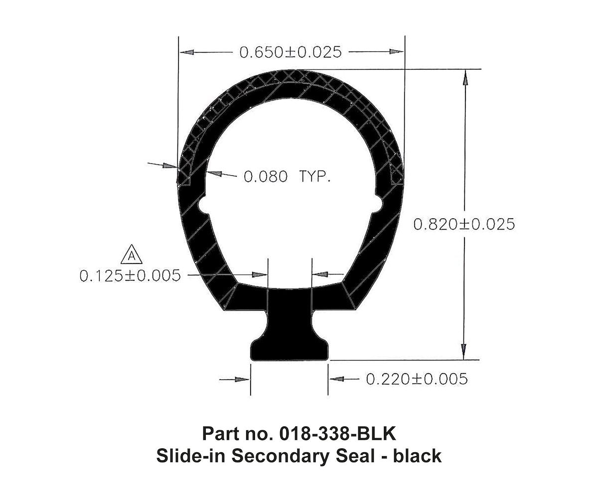 AP Products Slide Out Seal, 13/16 in Width x 11/16 in Height x 30 ft Length, Black - 018-338-BLK