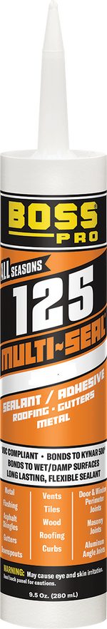 Accumetric Caulk Sealant, BOSS 125 Multi-Seal, Compatible With Vinyl/Aluminum/Steel/Concrete/Wood And Glass, 20 Minutes Tack Free Time - 142899